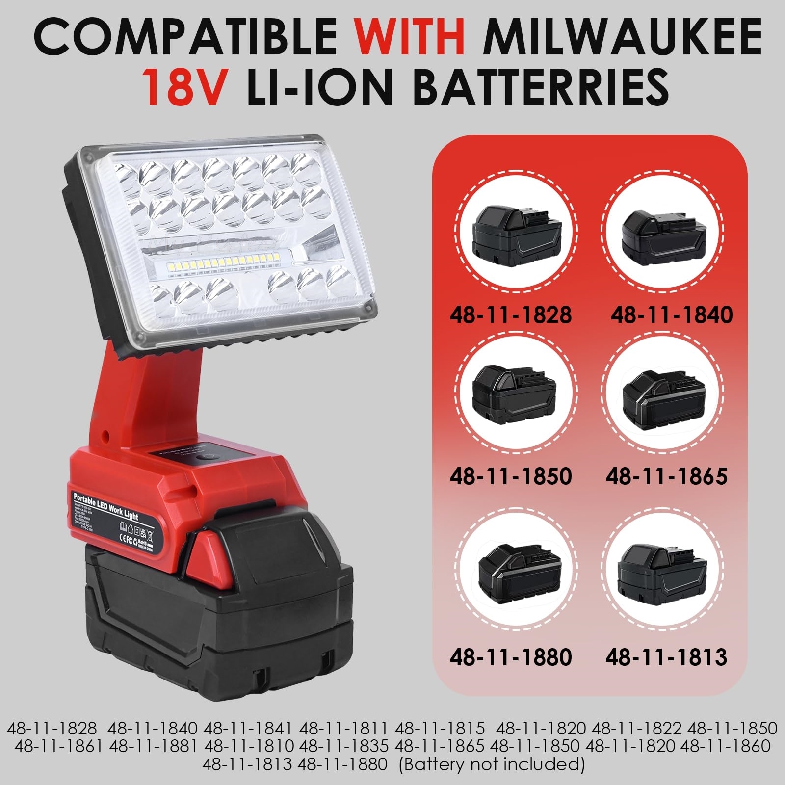 Outdoor Lighting Jobs - Portable Flashlight Compatible with Milwaukee 18V