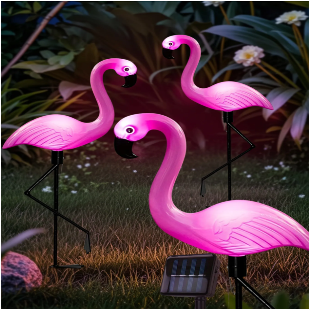 Outdoor Lighting Manufacturers - 3Pcs Solar Powered Flamingo Ground Stake