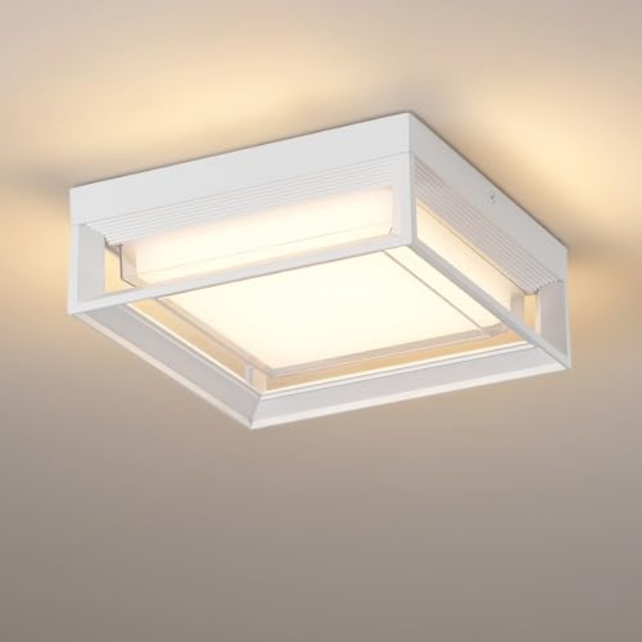 Outdoor Lighting Fixtures - White Square Flush Mount Outdoor LED