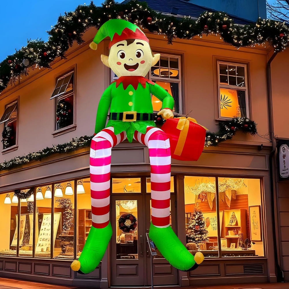 Outdoor Lighting Manufacturers - 8FT Christmas Inflatables Sitting Elf Decoration