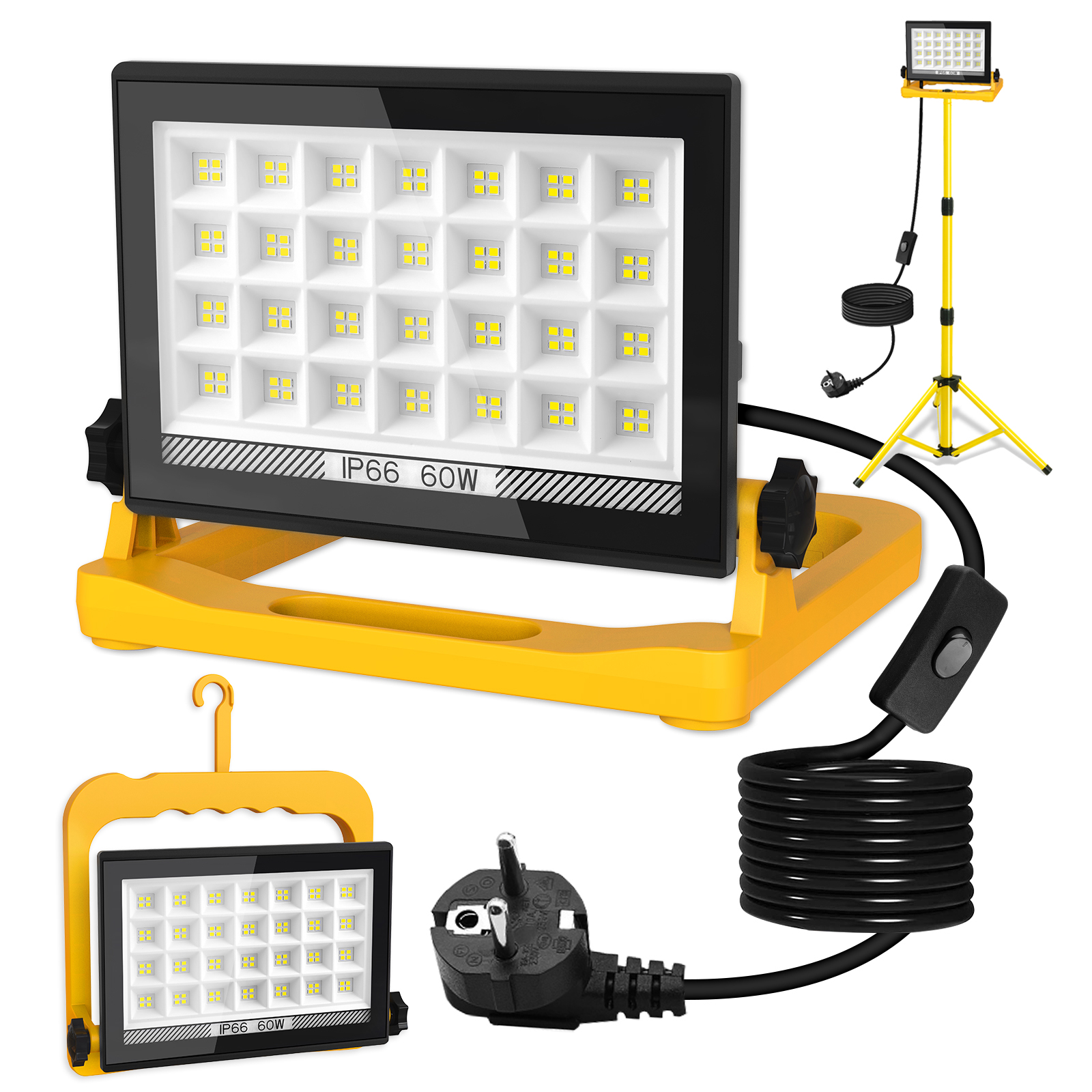 Outdoor Lighting Jobs - 60W 5400LM Folding Stand Work Light