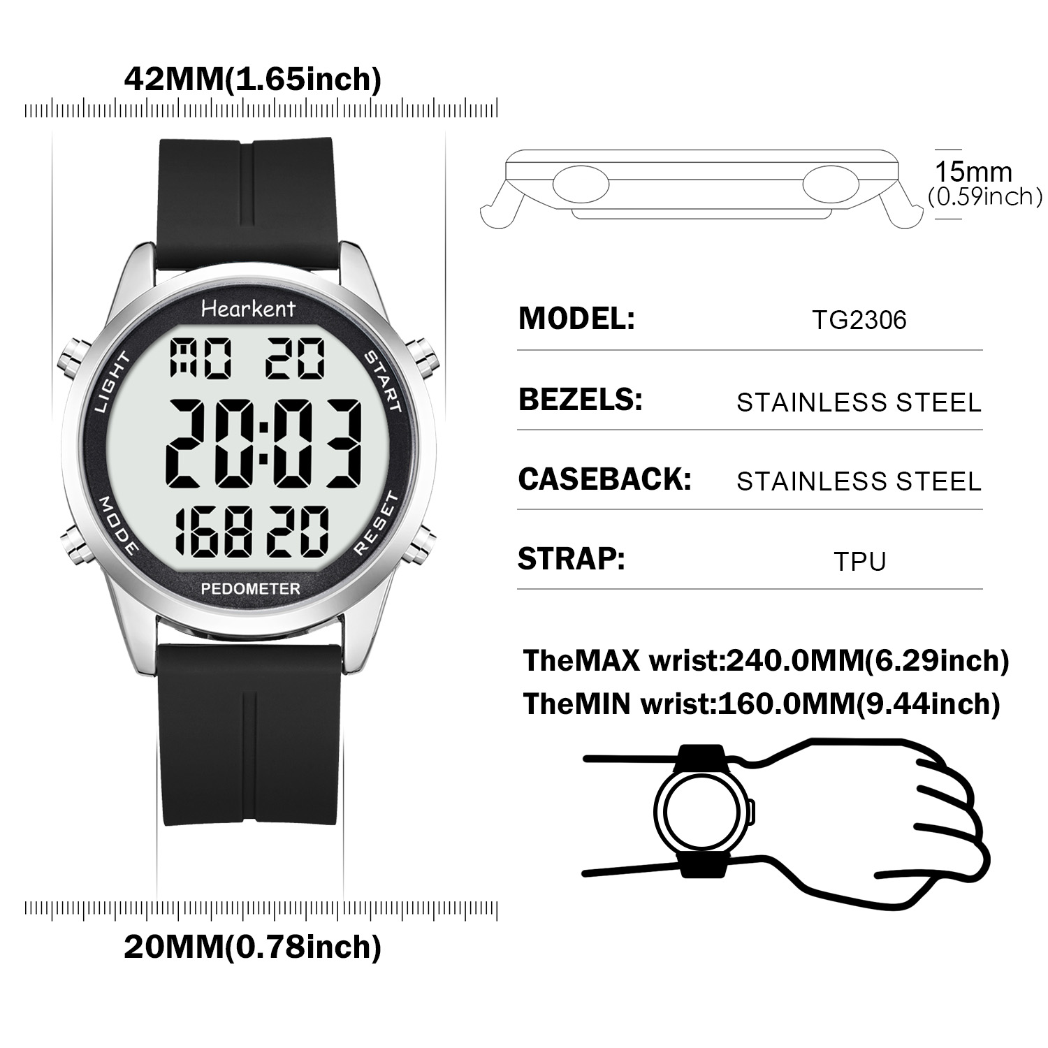 Hearkent Pedometer Watch Men/W - Outdoor Lighting For Steps incelemesi ve fiyatı