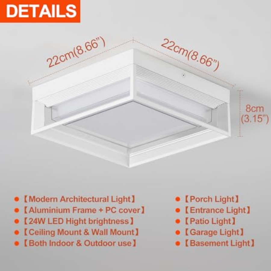 White Square Flush Mount Outdo - Outdoor Lighting Fixtures incelemesi ve fiyatı