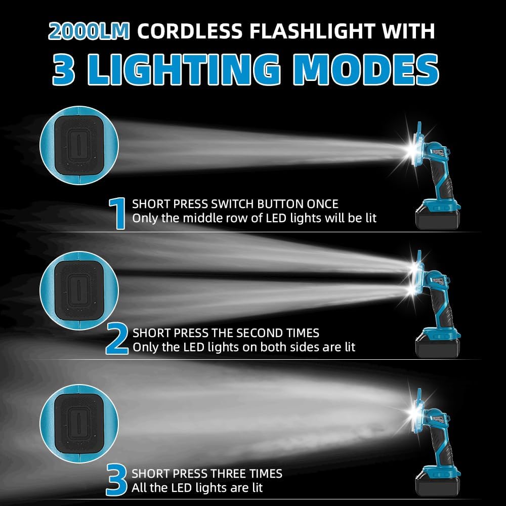 18W 2000LM Cordless LED Flashl - Outdoor Lighting Jobs incelemesi ve fiyatı