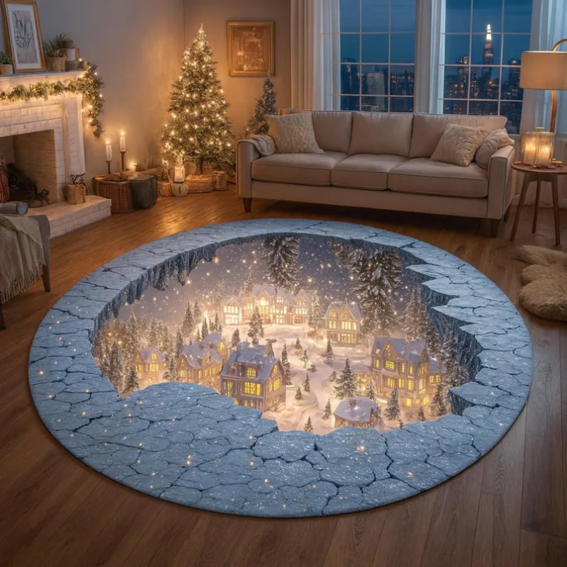 3D Christmas Village Rug Winte - Outdoor Xmas Lighting Ideas incelemesi ve fiyatı